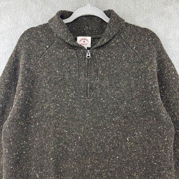 Brooks Brothers Red Fleece Sweater Mens L Green Wool Blend Shawl Collar 1/4 Zip - Picture 3 of 12